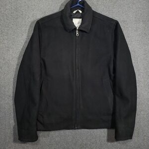 GAP Wool Bomber Jacket Mens Small Black Harrington Style Wool Blend